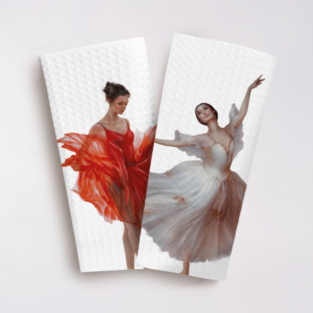 Набор полотенец вафельных Рассвет балета "Федоскино" 40х70